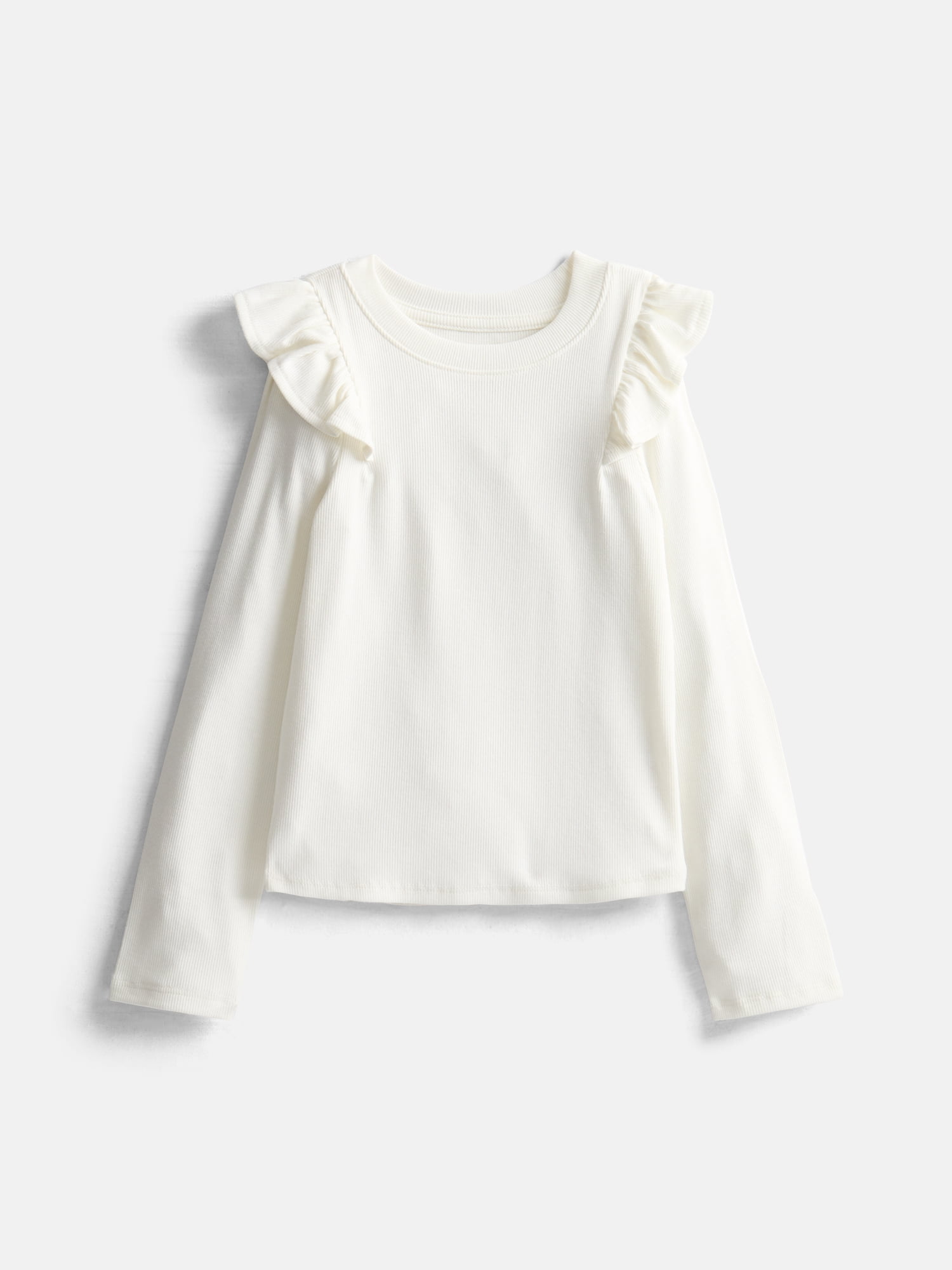 Wonder Nation Girls Rib Knit Top with Long Ruffle Sleeves, Sizes 4-18 & Plus