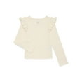 thumbnail image 1 of Wonder Nation Girls Long Sleeve Ruffle Shoulder Tee, Sizes 4-18 & Plus, 1 of 3