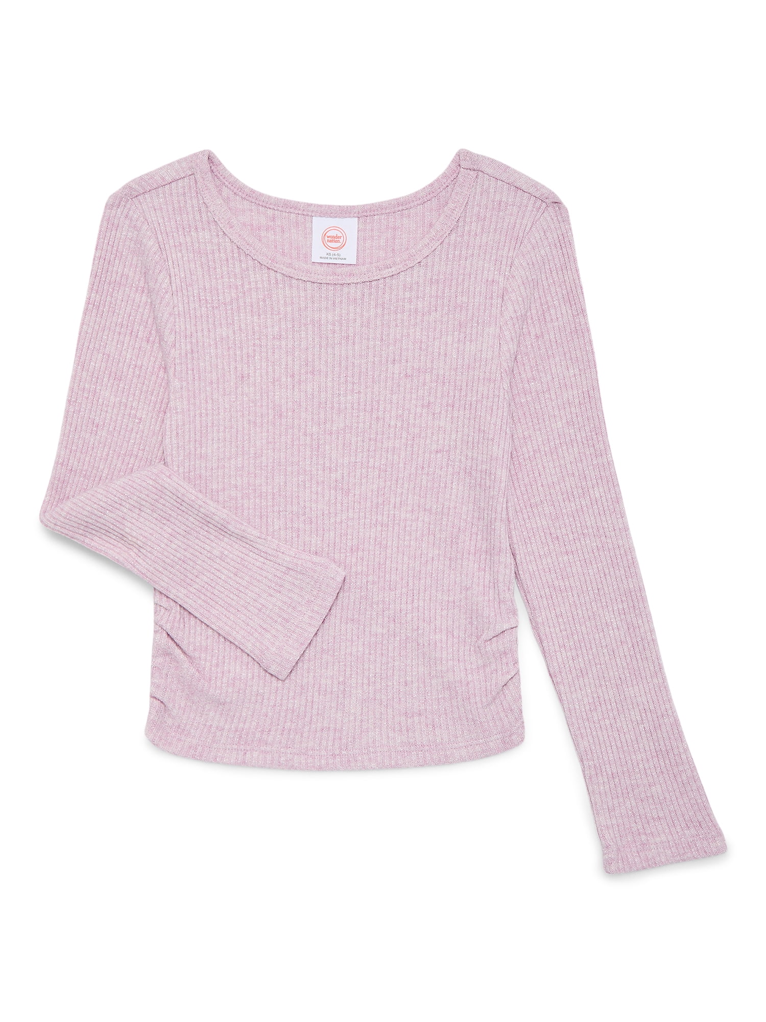 Wonder Nation Girls Long Sleeve Knit Shine Top, Sizes 4-18 & Plus