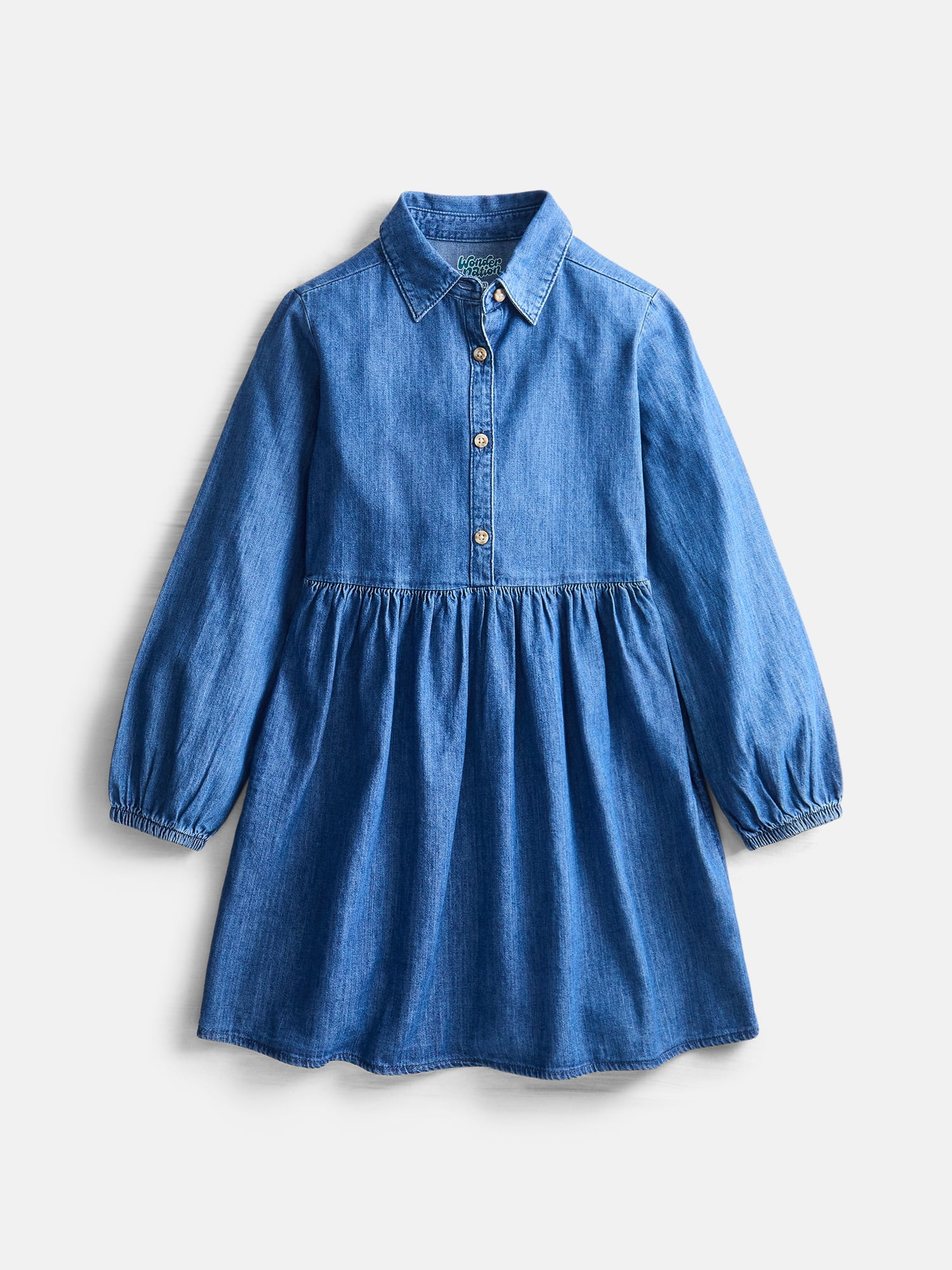 Wonder Nation Girls Cotton Shirt Dress, Sizes XS-XXL