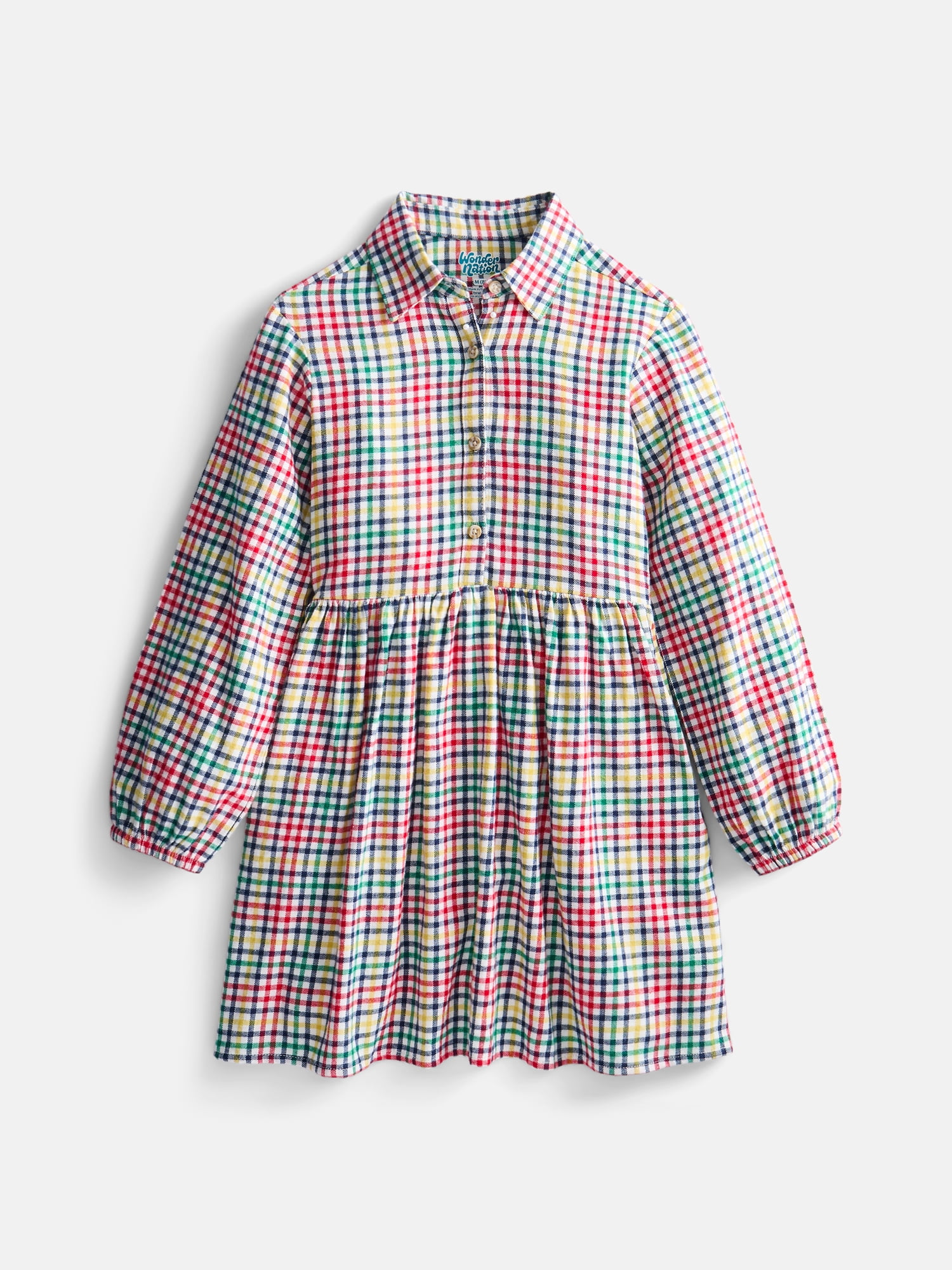 Wonder Nation Girls Cotton Shirt Dress, Sizes XS-XXL