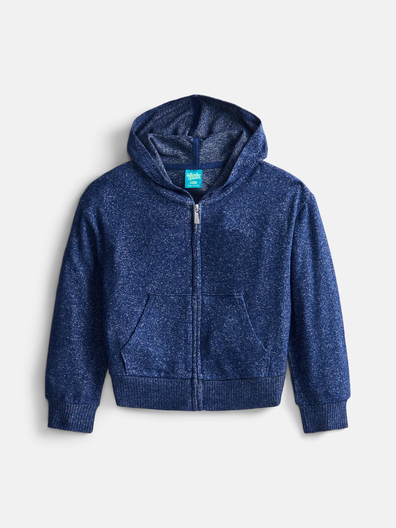 Wonder Nation Girls Soft Knit Zip Hoodie with Long Sleeves, Sizes 4-18 & Plus