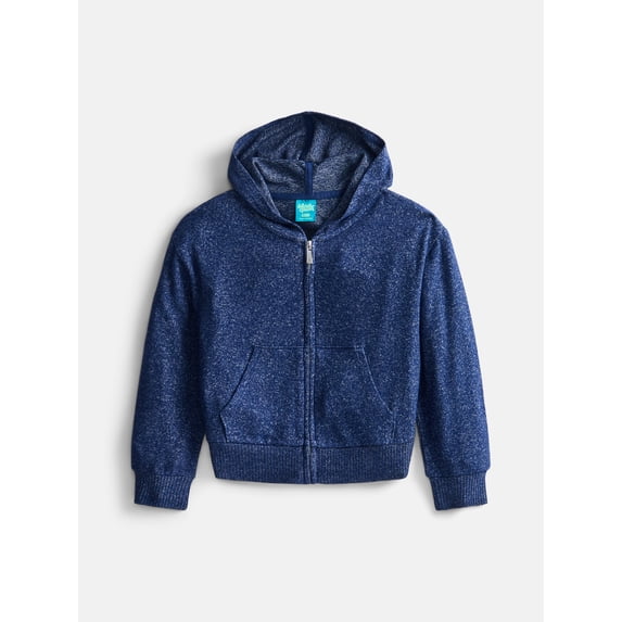 Wonder Nation Girls Soft Knit Zip Hoodie with Long Sleeves, Sizes 4-18 & Plus