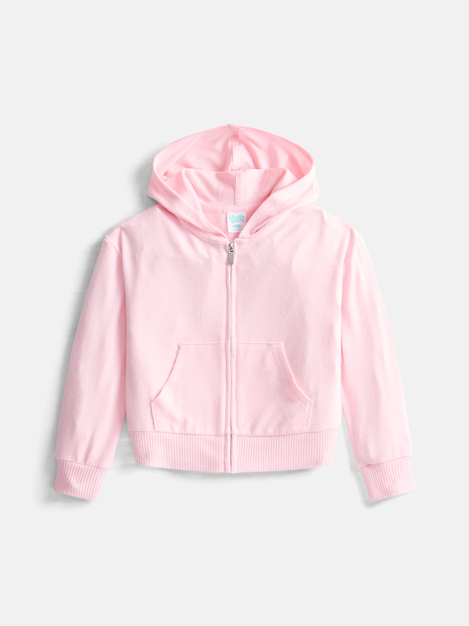 Wonder Nation Girls Soft Knit Zip Hoodie with Long Sleeves, Sizes 4-18 & Plus