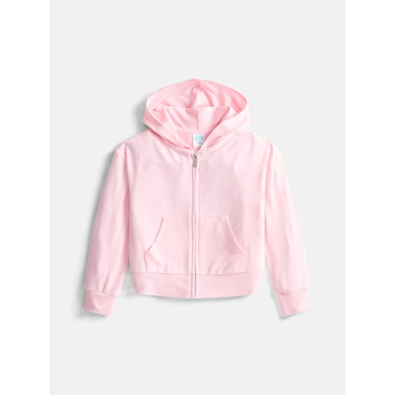 Wonder Nation Girls Soft Knit Zip Hoodie with Long Sleeves, Sizes 4-18 & Plus