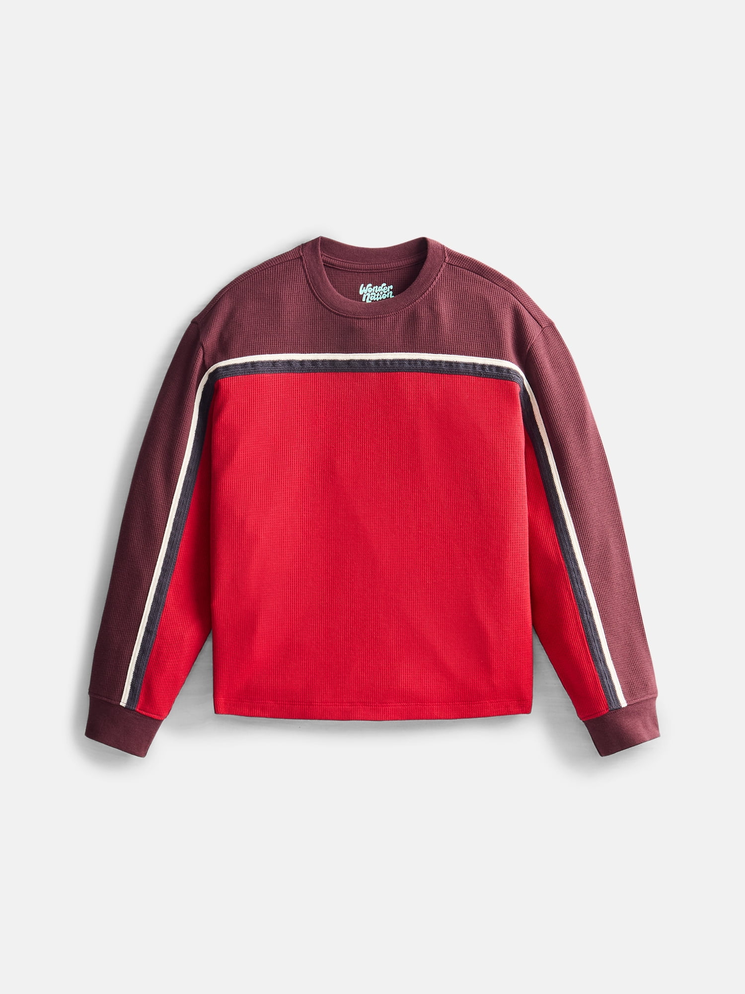 Wonder Nation Boys Sporty Waffle Tee with Long Sleeves, Sizes XS-XXL