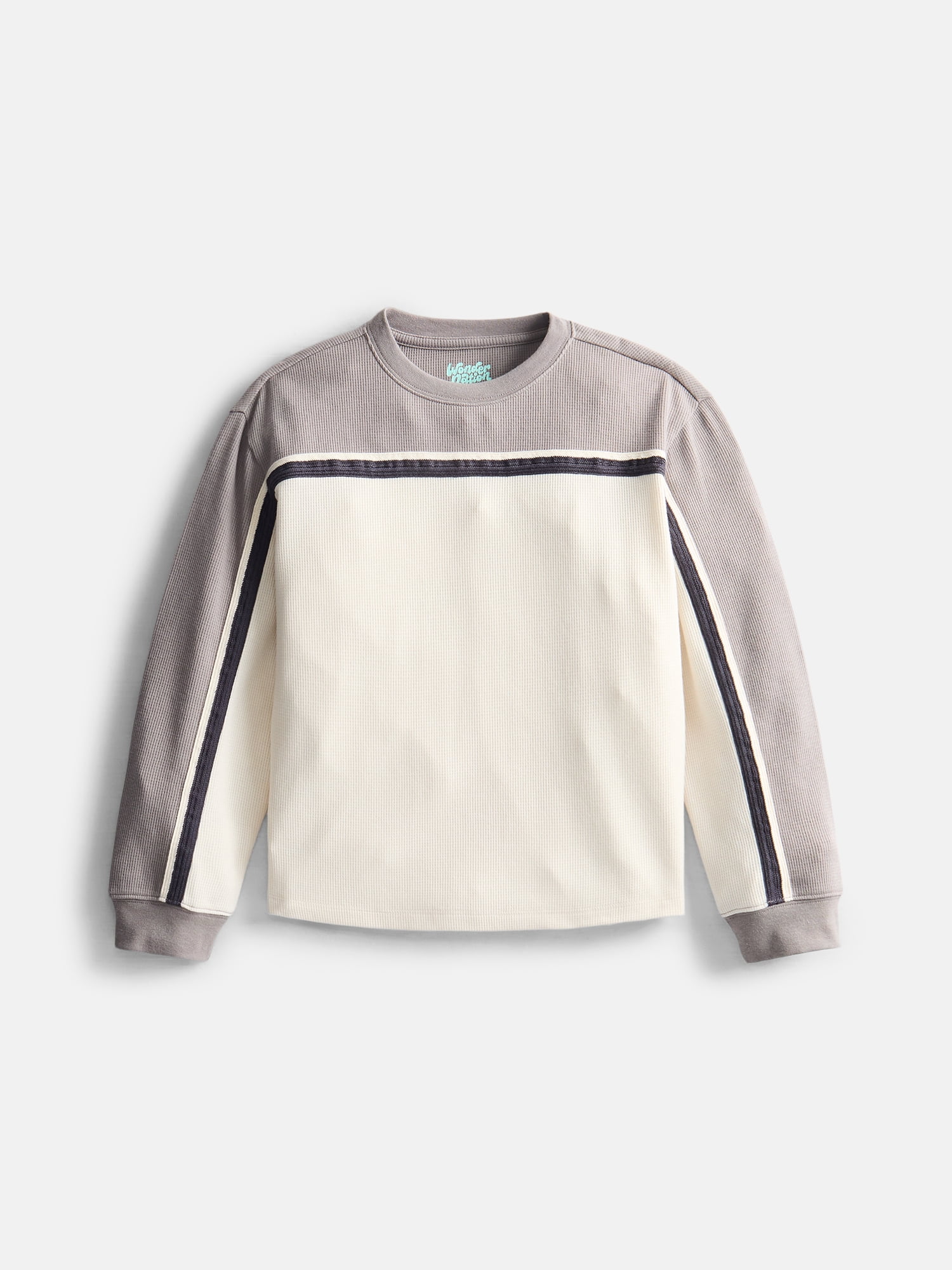 Wonder Nation Boys Sporty Waffle Tee with Long Sleeves, Sizes XS-XXL