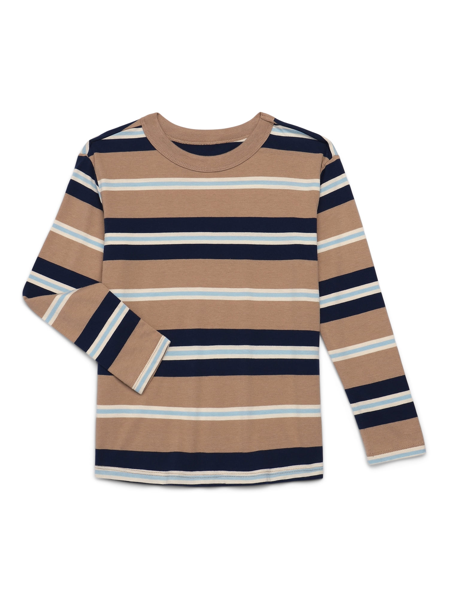 Wonder Nation Boys' Long Sleeve Stripe Tee, Sizes 4–18 & Husky