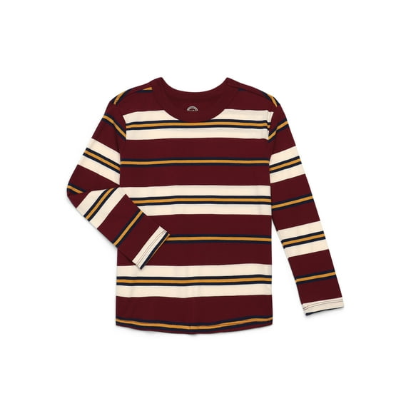 Wonder Nation Boys' Long Sleeve Stripe Tee, Sizes 4–18 & Husky