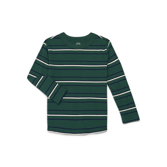 Wonder Nation Boys' Long Sleeve Stripe Tee, Sizes 4–18 & Husky