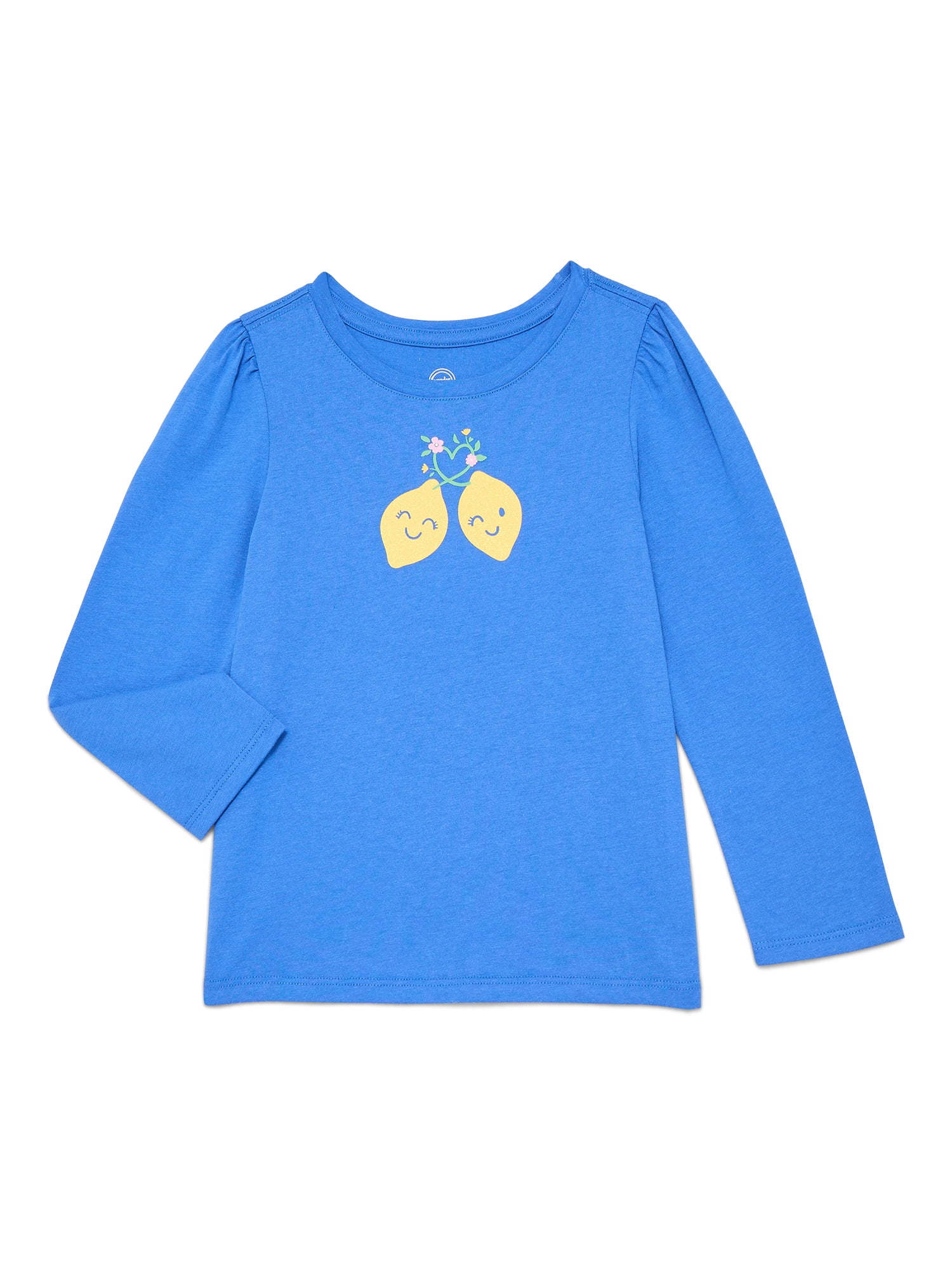 Wonder Nation Toddler Girls Crewneck Tee with Long Sleeves, Sizes 18M-5T