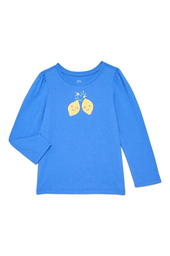 Toddler Girls Crewneck Tee with Long Sleeves, Sizes 18M-5T