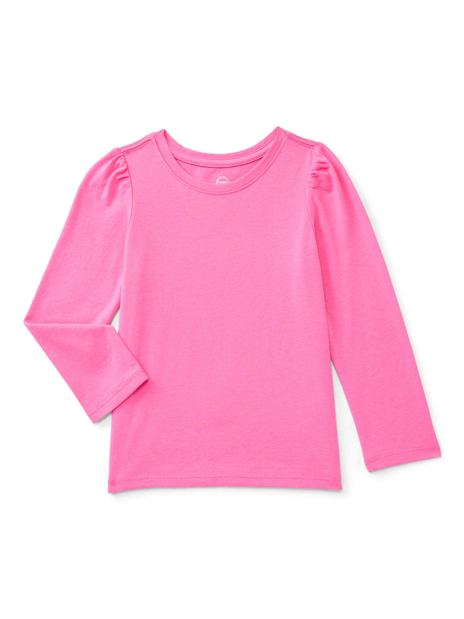 Wonder Nation Toddler Girls Crewneck Tee with Long Sleeves, Sizes 18M-5T