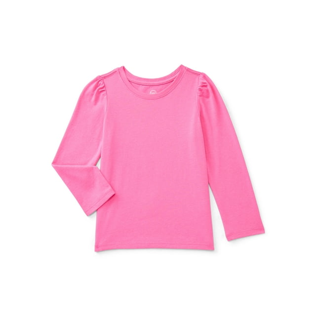 Wonder Nation Toddler Girls Crewneck Tee with Long Sleeves, Sizes 18M-5T