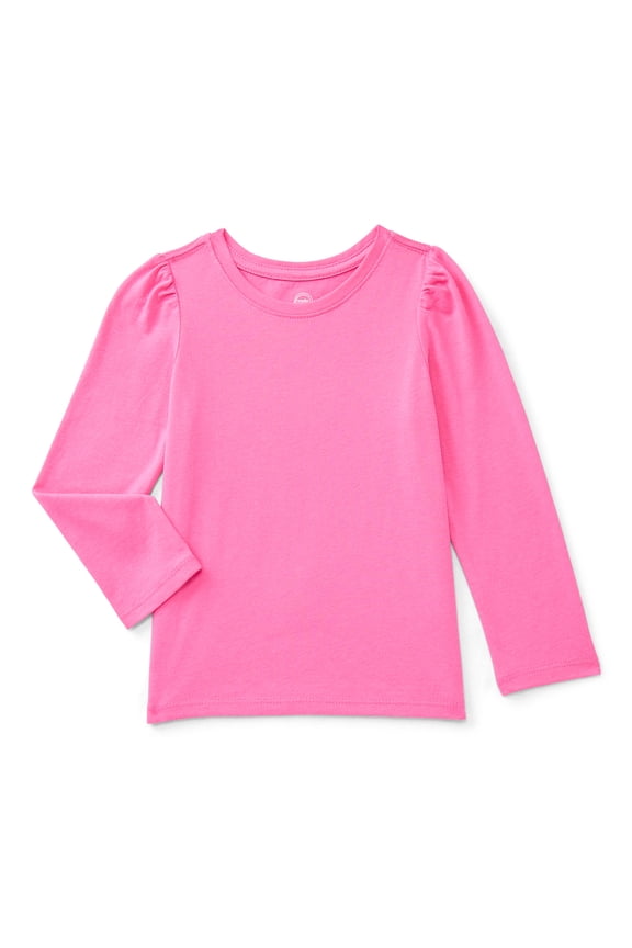 Toddler Girls Crewneck Tee with Long Sleeves, Sizes 18M-5T