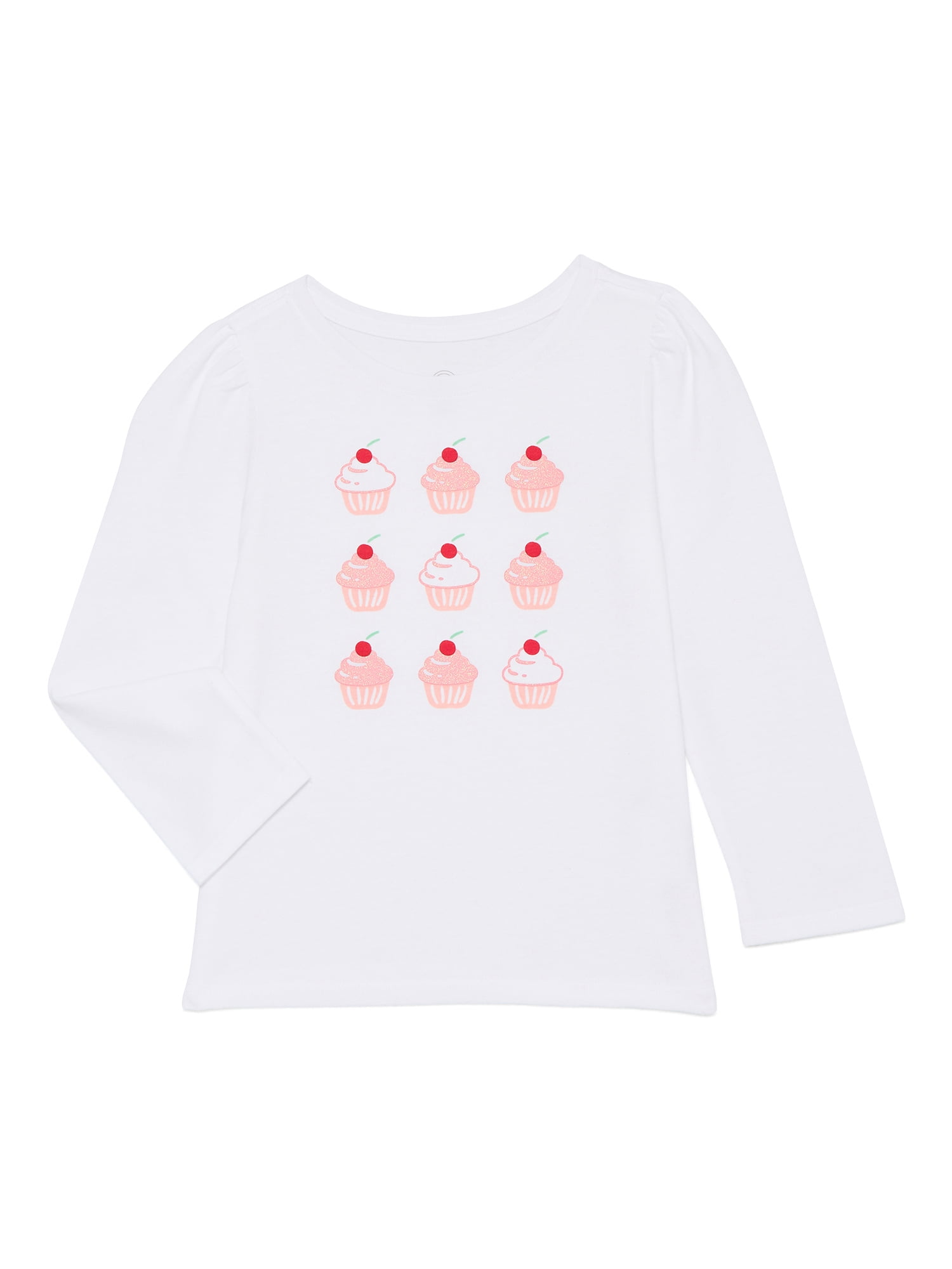 Wonder Nation Toddler Girls Crewneck Tee with Long Sleeves, Sizes 18M-5T