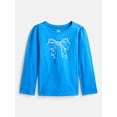 thumbnail image 1 of Wonder Nation Baby and Toddler Girls' Graphic Tee with Long Puff Sleeves, Sizes 0M-5T, 1 of 3