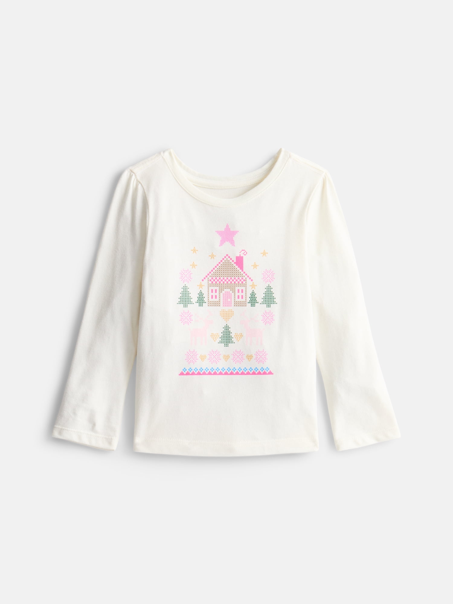 Wonder Nation Baby & Toddler Girls Tee with Long Sleeves, Sizes 0M-5T