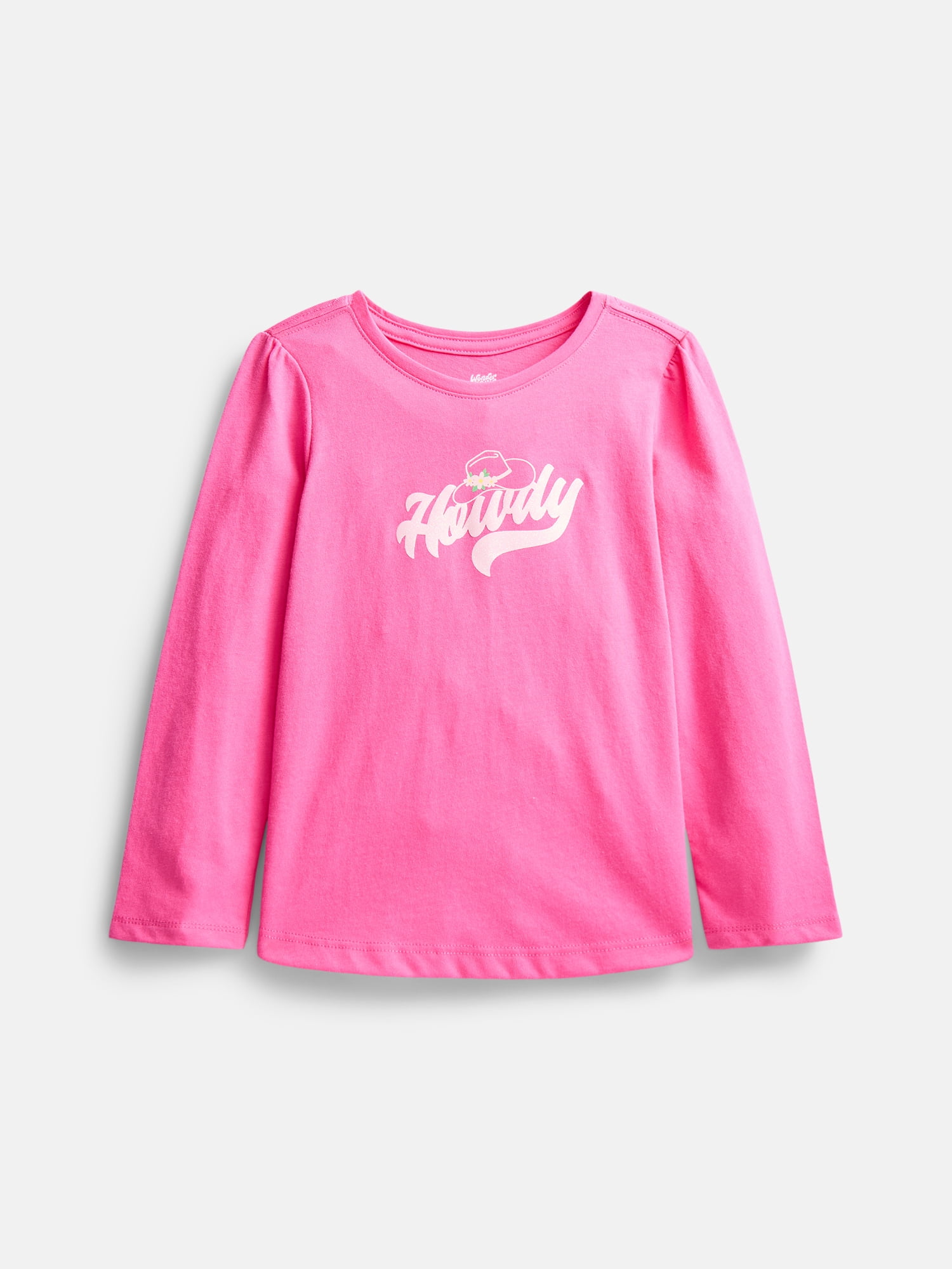 Wonder Nation Baby and Toddler Girls' Graphic Tee with Long Puff Sleeves, Sizes 0M-5T