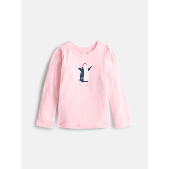 Wonder Nation Baby & Toddler Girls Tee with Long Sleeves, Sizes 0M-5T
