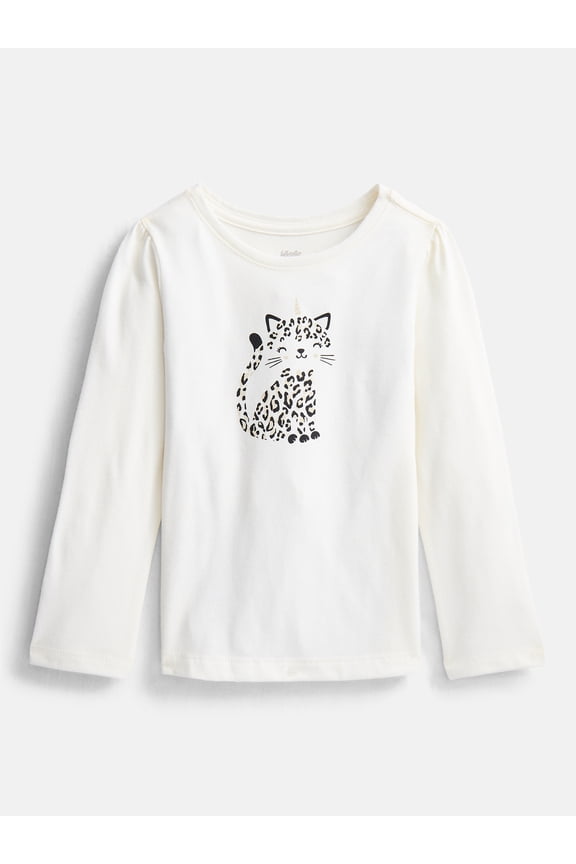 Baby and Toddler Girls' Graphic Tee with Long Puff Sleeves, Sizes 0M-5T