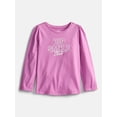thumbnail image 1 of Wonder Nation Baby and Toddler Girls' Graphic Tee with Long Puff Sleeves, Sizes 0M-5T, 1 of 3