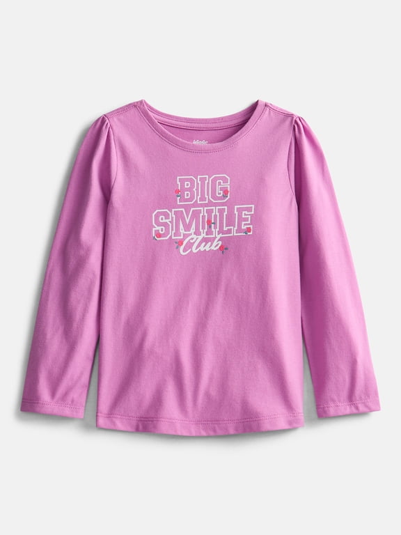 Baby and Toddler Girls' Graphic Tee with Long Puff Sleeves, Sizes 0M-5T