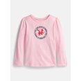 thumbnail image 1 of Wonder Nation Baby and Toddler Girls' Graphic Tee with Long Puff Sleeves, Sizes 0M-5T, 1 of 3