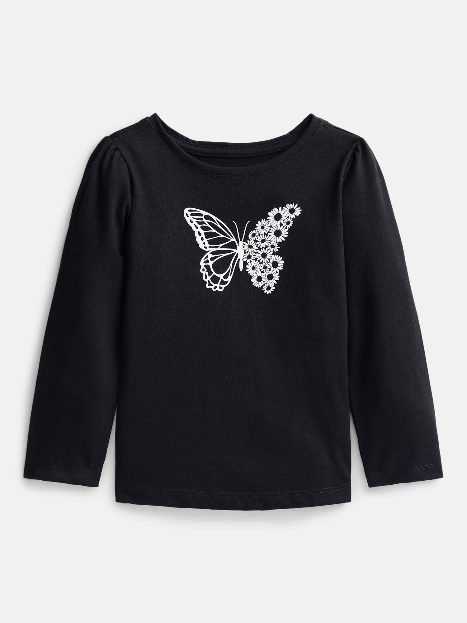 Wonder Nation Baby and Toddler Girls' Graphic Tee with Long Puff Sleeves, Sizes 0M-5T