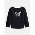 thumbnail image 1 of Wonder Nation Baby and Toddler Girls' Graphic Tee with Long Puff Sleeves, Sizes 0M-5T, 1 of 3
