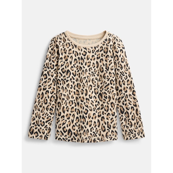 Wonder Nation Baby and Toddler Girls' Print Tee with Long Sleeves, Sizes 0M-5T
