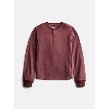 Wonder Nation Boys Thermal Henley Shirt with Long Sleeves, Sizes XS-XXL & Husky