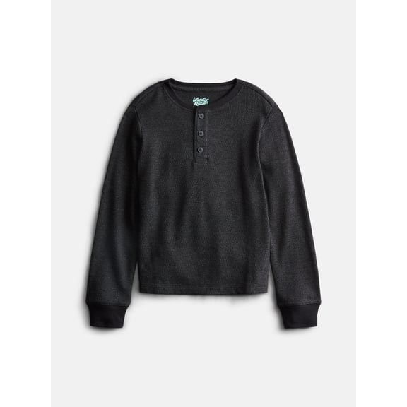 Wonder Nation Boys Thermal Henley Shirt with Long Sleeves, Sizes XS-XXL & Husky