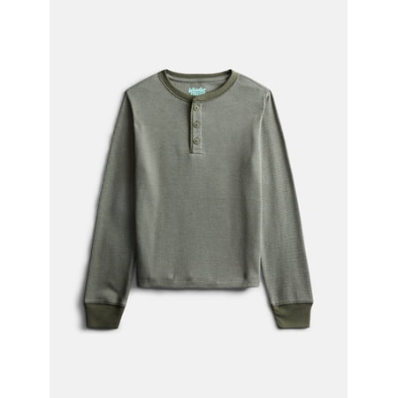 Wonder Nation Boys Thermal Henley Shirt with Long Sleeves, Sizes XS-XXL & Husky