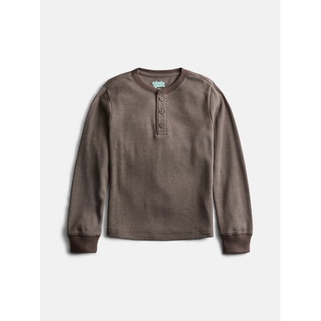 Wonder Nation Boys Thermal Henley Shirt with Long Sleeves, Sizes XS-XXL & Husky
