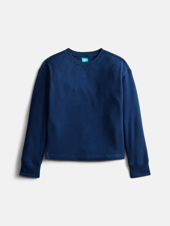 Boys Thermal Waffle Tee with Long Sleeves, Sizes 4-18 & Husky