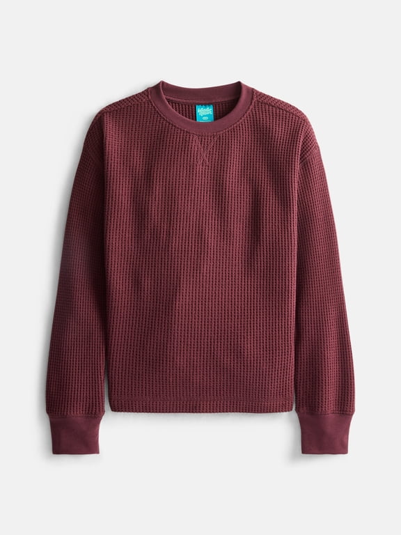 Boys Thermal Waffle Tee with Long Sleeves, Sizes 4-18 & Husky