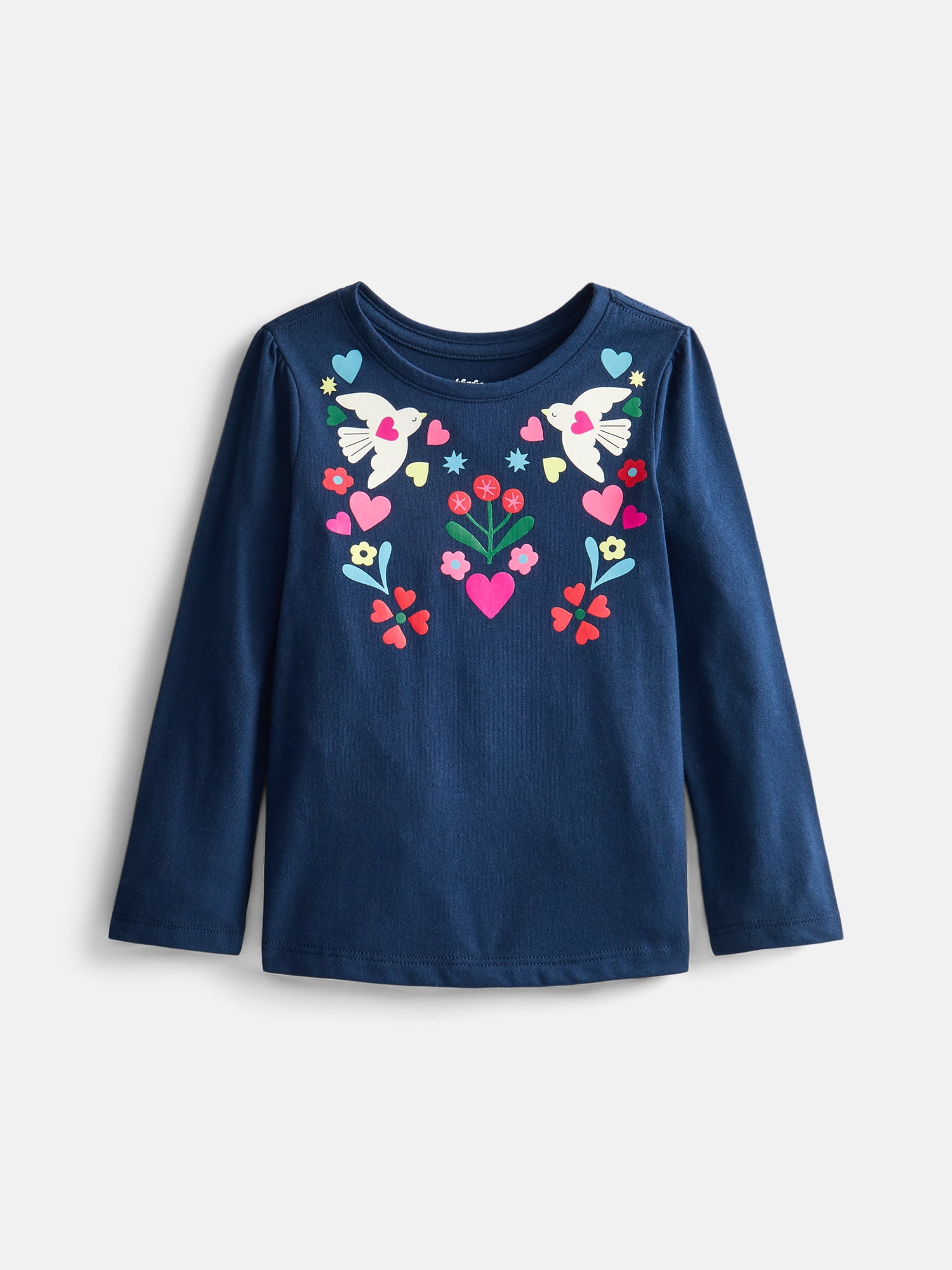 Wonder Nation Baby & Toddler Girls Tee with Long Sleeves, Sizes 0M-5T