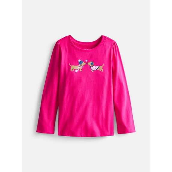 Wonder Nation Baby & Toddler Girls Tee with Long Sleeves, Sizes 0M-5T