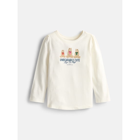 Wonder Nation Baby & Toddler Girls Tee with Long Sleeves, Sizes 0M-5T