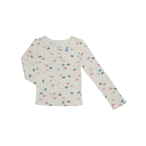 Wonder Nation Girls Long Sleeve Waffle Henley Knit Top, Sizes 4-18 & Plus