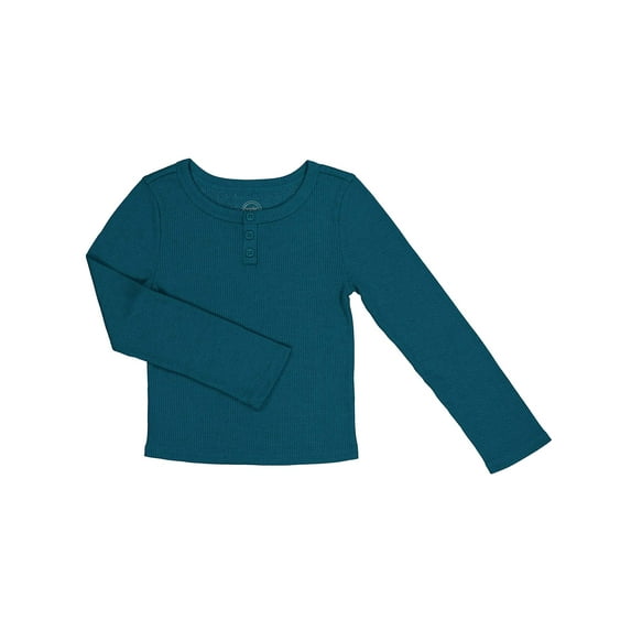 Wonder Nation Girls Long Sleeve Waffle Henley Knit Top, Sizes 4-18 & Plus