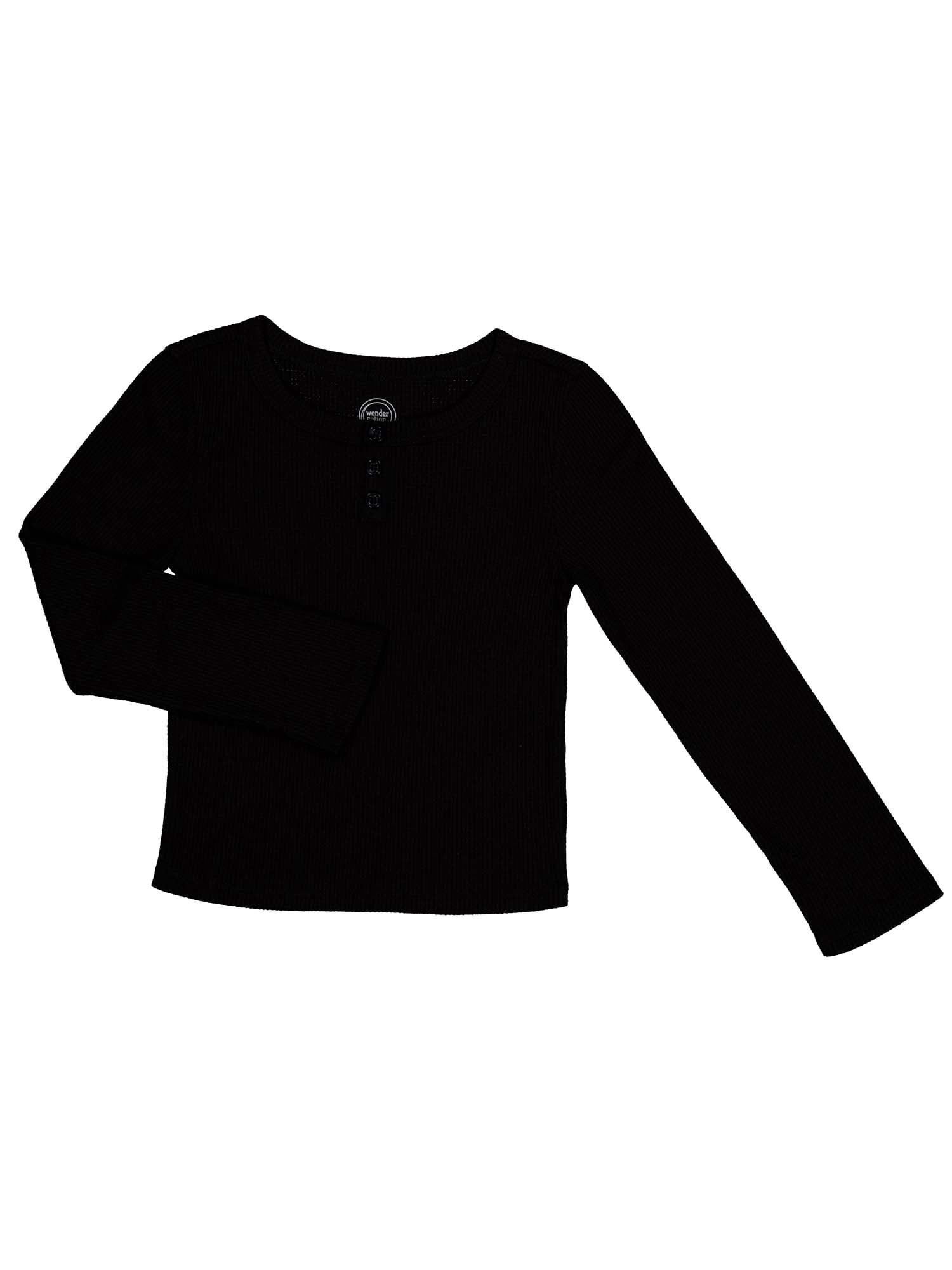 Girls Long Sleeve Waffle Henley Knit Top, Sizes 4-18 & Plus