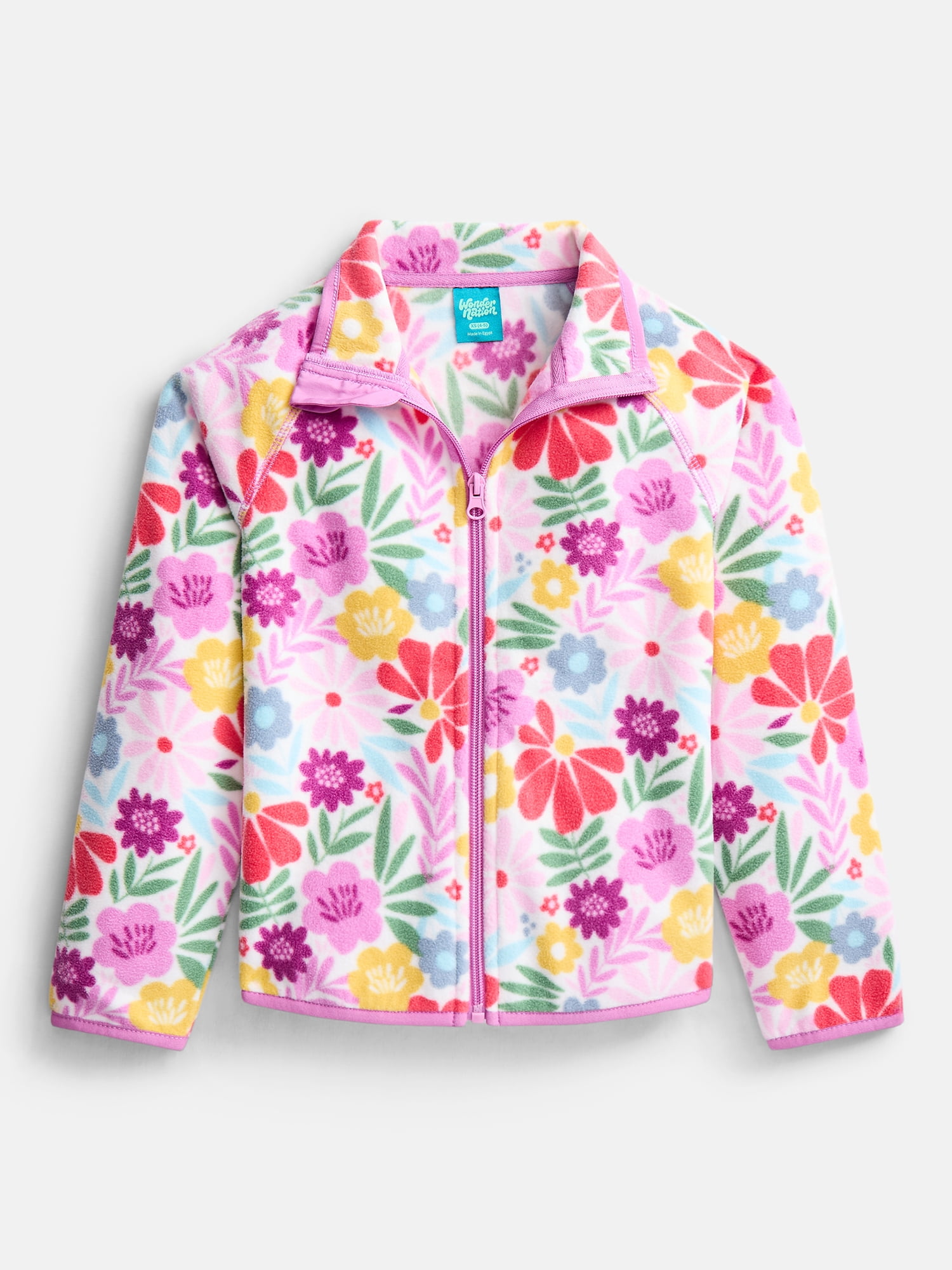 Wonder Nation Girls Microfleece Full Zip Jacket, Sizes 4-18 & Plus