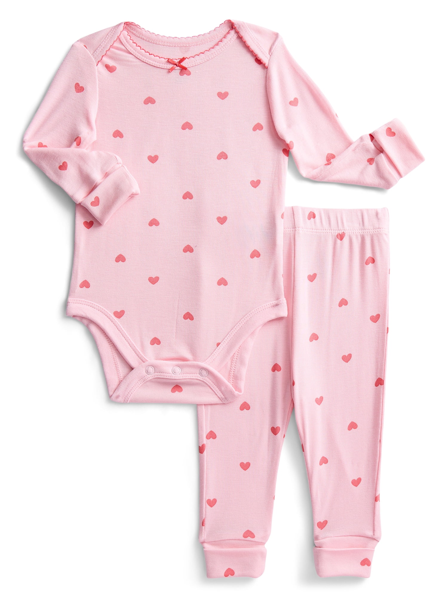 Wonder So Soft Modal by Wonder Nation Baby Girls Bodysuit and Pants Set, 2-Piece, Sizes 0/3M–6/9M
