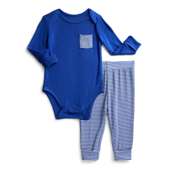 Wonder So Soft Modal by Wonder Nation Baby Boys Bodysuit and Pants Set, 2-Piece, Sizes 0/3M–6/9M