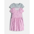 thumbnail image 1 of Wonder Nation Little Girls and Big Girls Play Dress with Short Sleeves, 2 Pack, Sizes XS-XXL, 1 of 3
