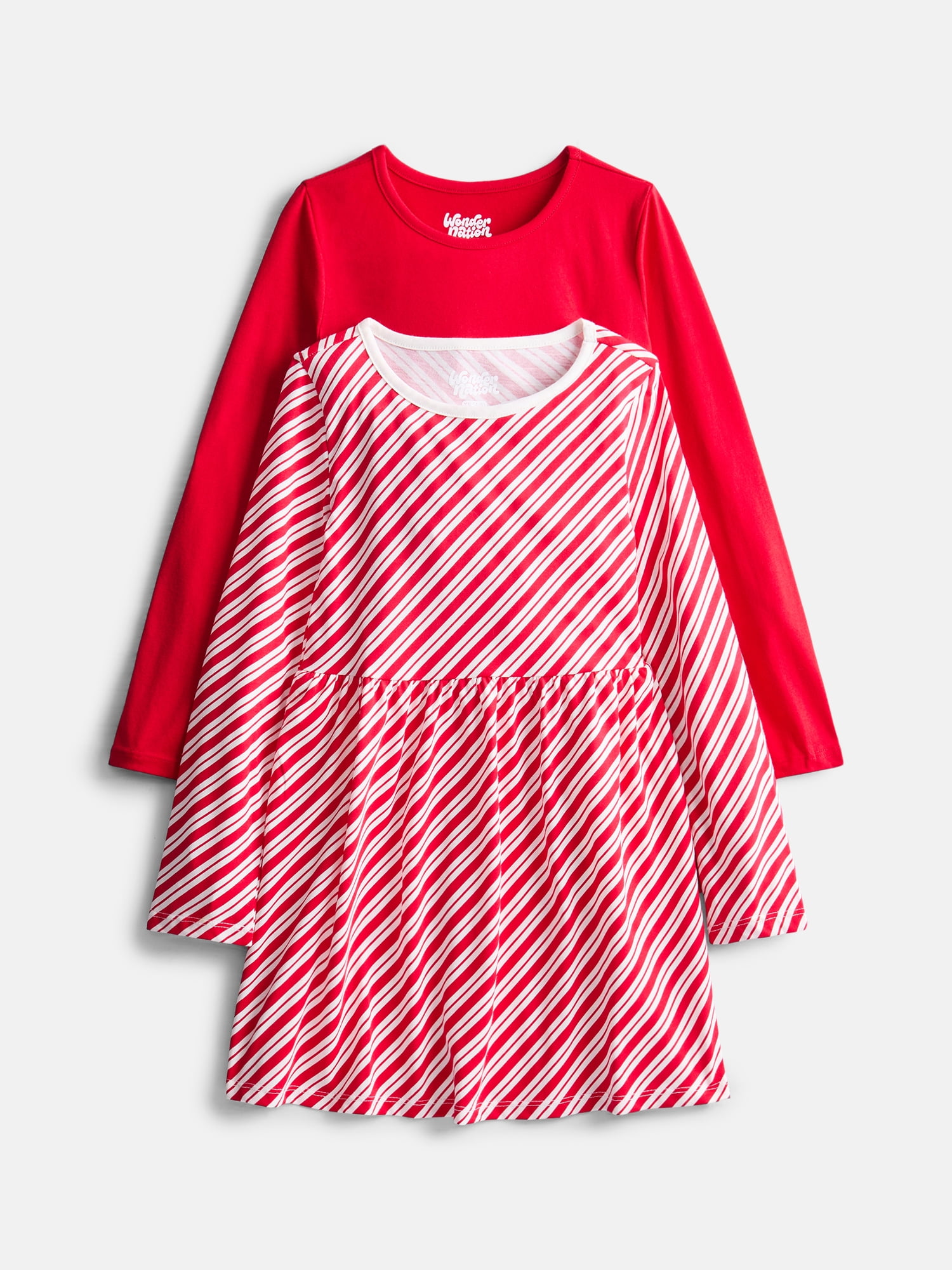 Wonder Nation Girls Long Sleeve Dress, 2 Pack, Sizes 4-18 & Plus