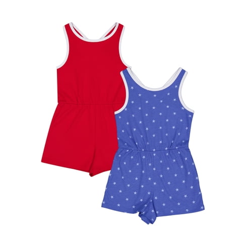 Girls Play Romper 2pk, Sizes 4-18 & Plus