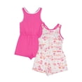 thumbnail image 1 of Wonder Nation Girls Play Romper 2pk, Sizes 4-18 & Plus, 1 of 3